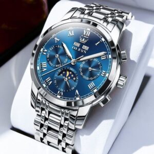 Trending Day & Date Series Silver Dial Stainless Steel Watch-For men